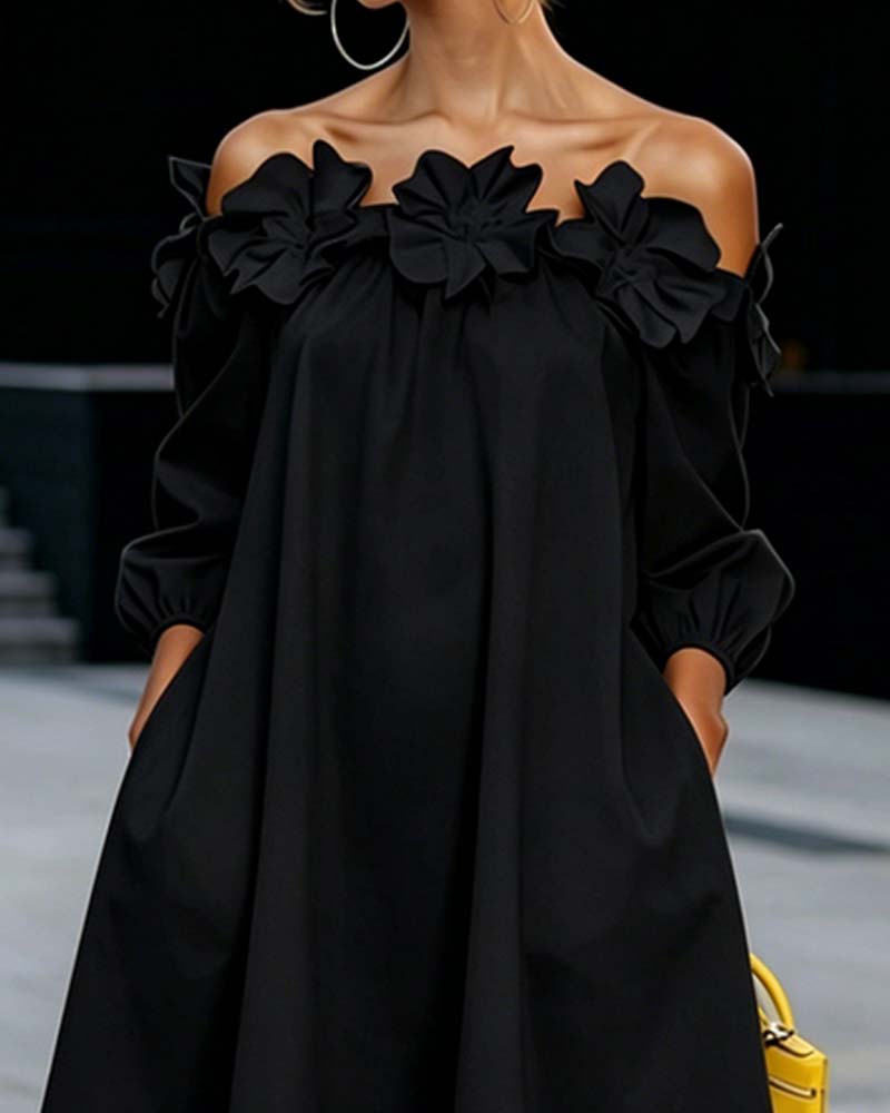Aurélia | Elegante Abito Floreale con Scollo Bardot