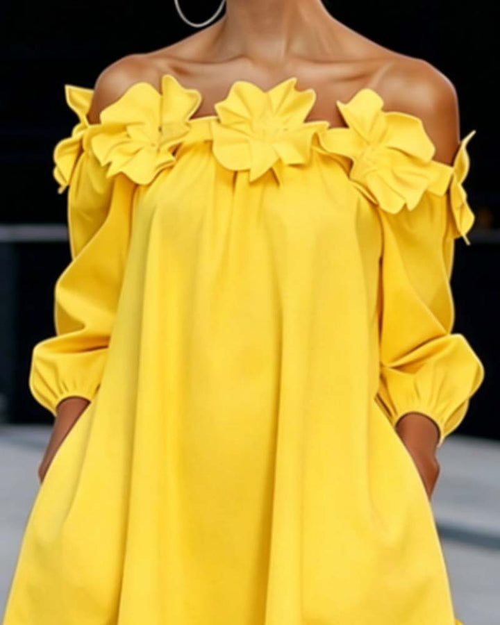 Aurélia | Elegante Abito Floreale con Scollo Bardot
