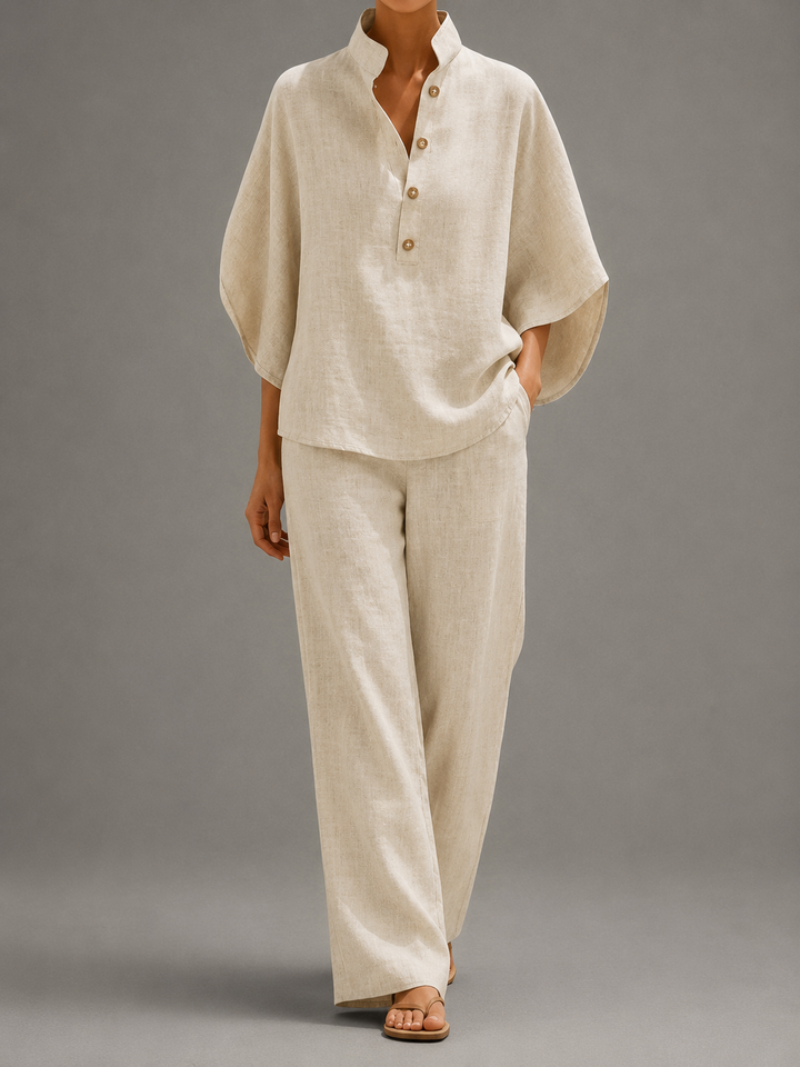 Sophie | Elegante Completo in Lino da Donna con Maniche a Pipistrello