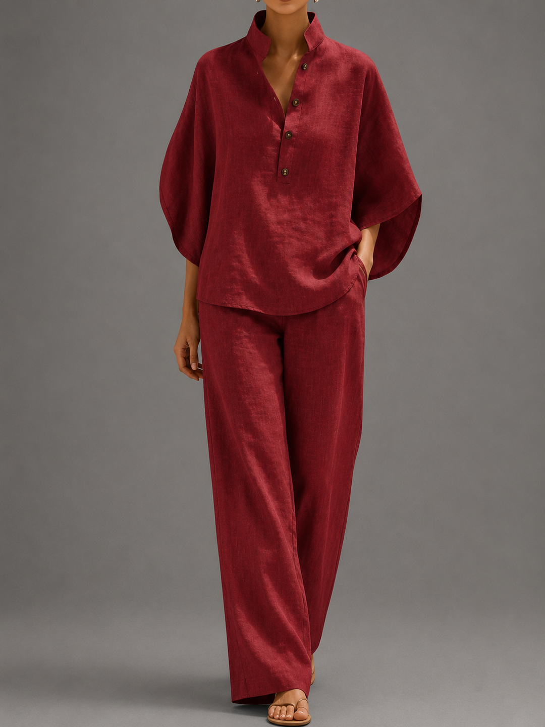 Sophie | Elegante Completo in Lino da Donna con Maniche a Pipistrello