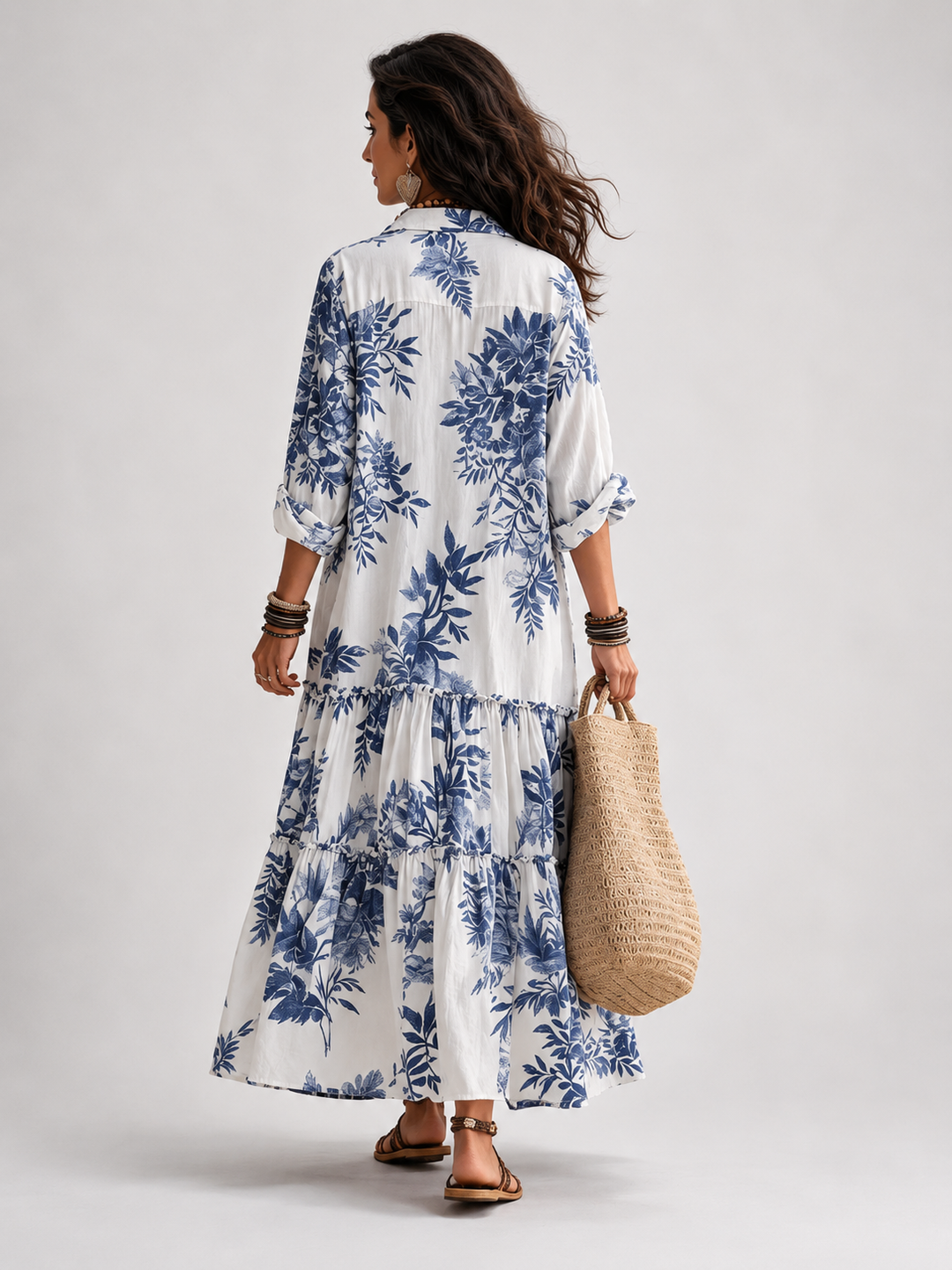 Faye | Elegante Abito Maxi Floreale con Bottoni