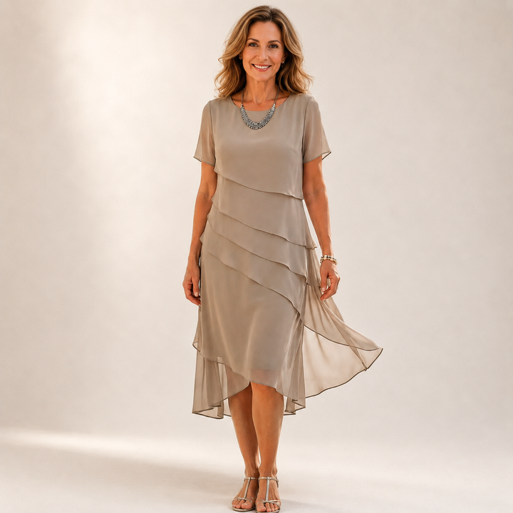 Amara | Elegante Abito Midi con Balze
