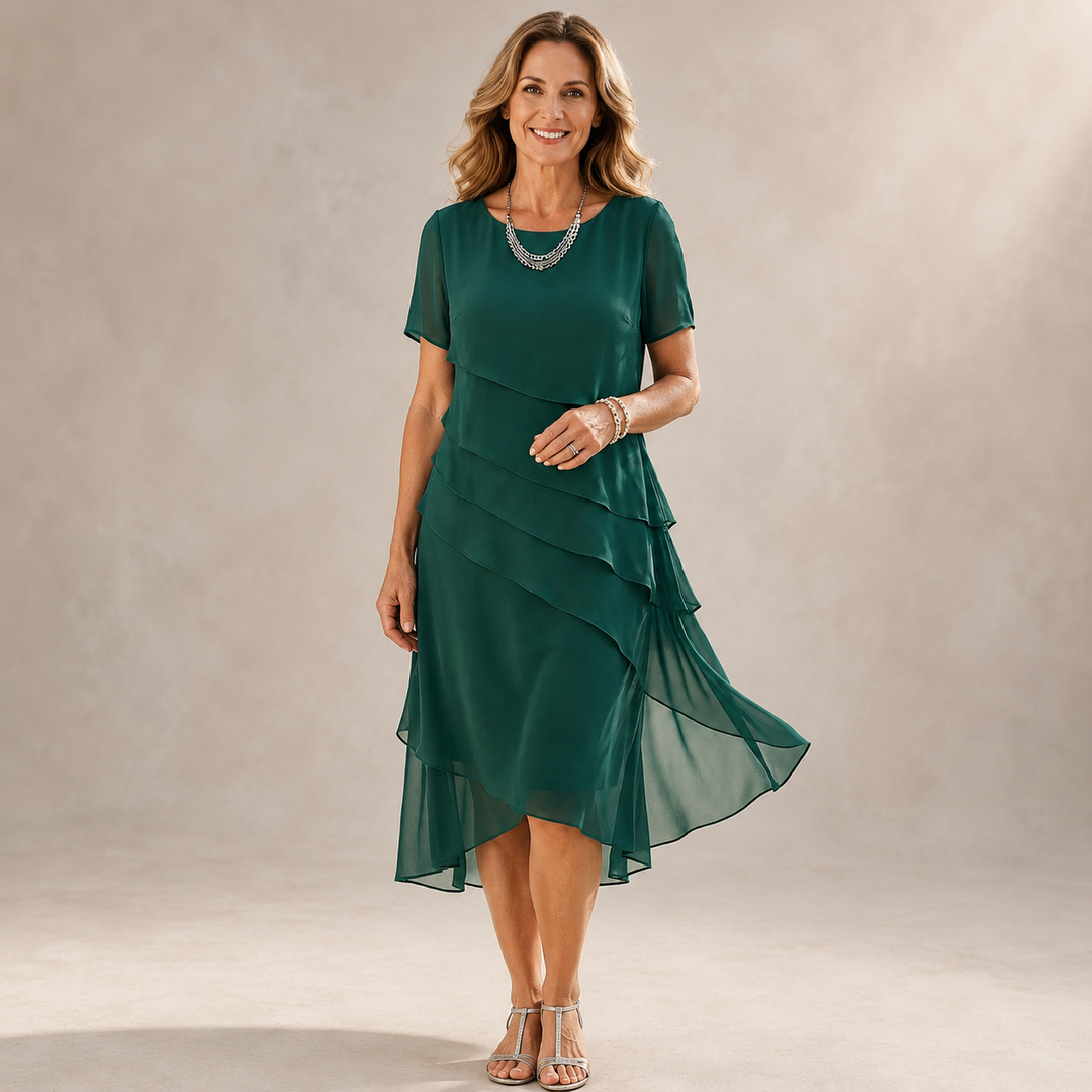 Amara | Elegante Abito Midi con Balze