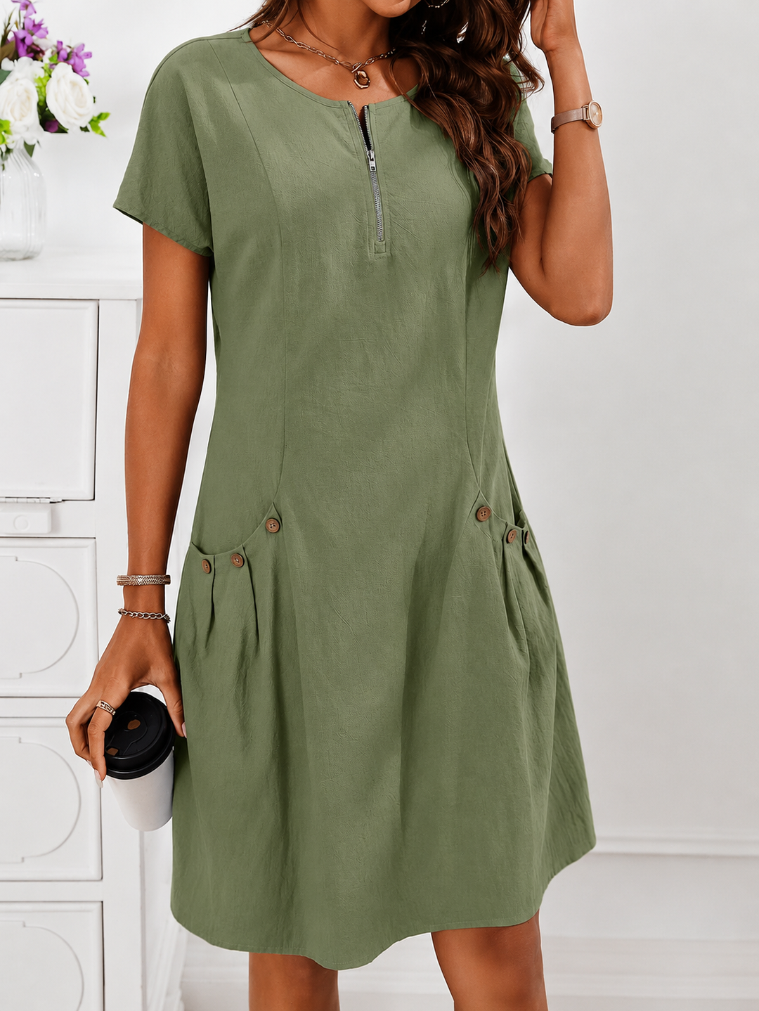 Bianca | Elegante Abito in Misto Lino da Donna