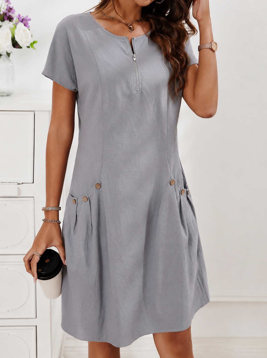 Bianca | Elegante Abito in Misto Lino da Donna