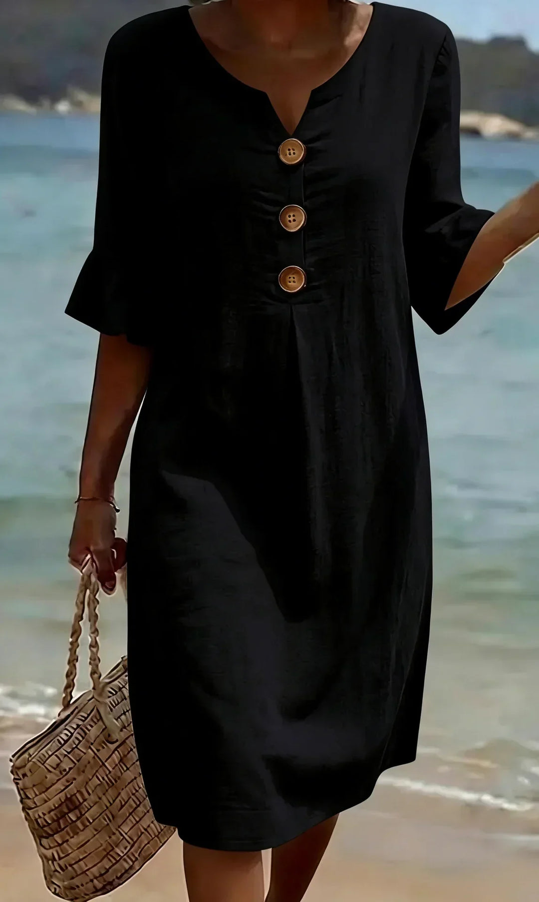 Naomi | Abito Shift in Lino con Maniche a Sbuffo